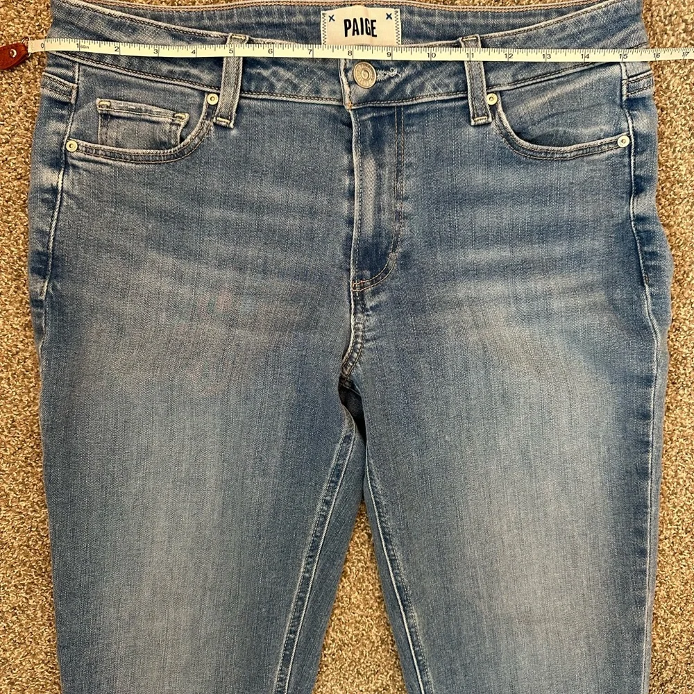 PAIGE Anthropologie Jeans Size 27 Brigitte Straight Leg Raw Hem Stretch Mid Rise